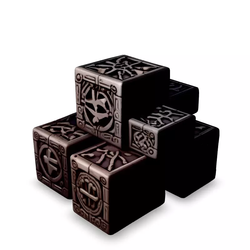 Ancient Rune Engraved Stone Cubes Low-poly 3D model_4