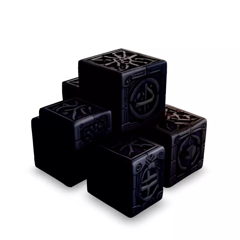 Ancient Rune Engraved Stone Cubes Low-poly 3D model_2