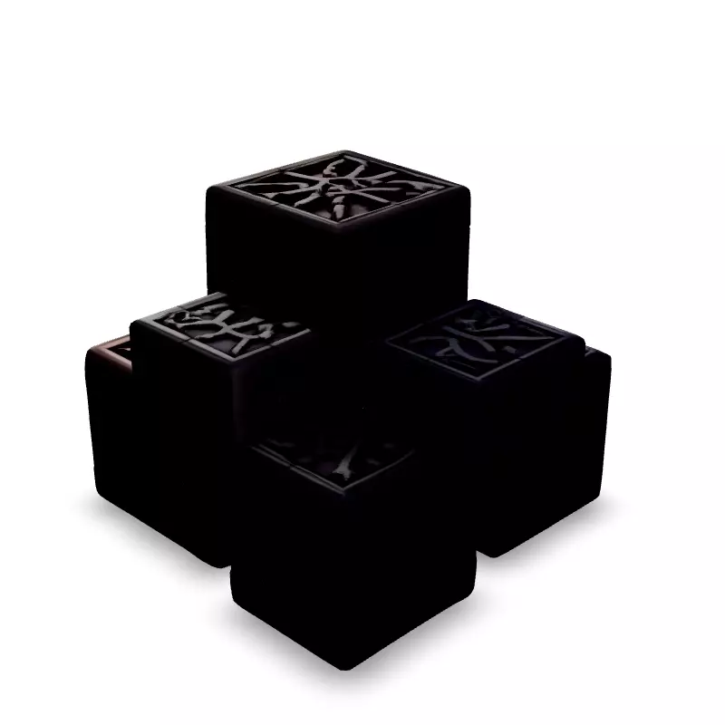 Ancient Rune Engraved Stone Cubes Low-poly 3D model_5