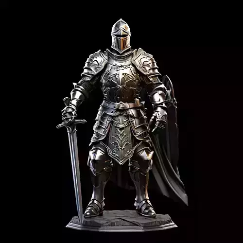 Medieval Knight with Sword 3D Model Low-poly 3D model