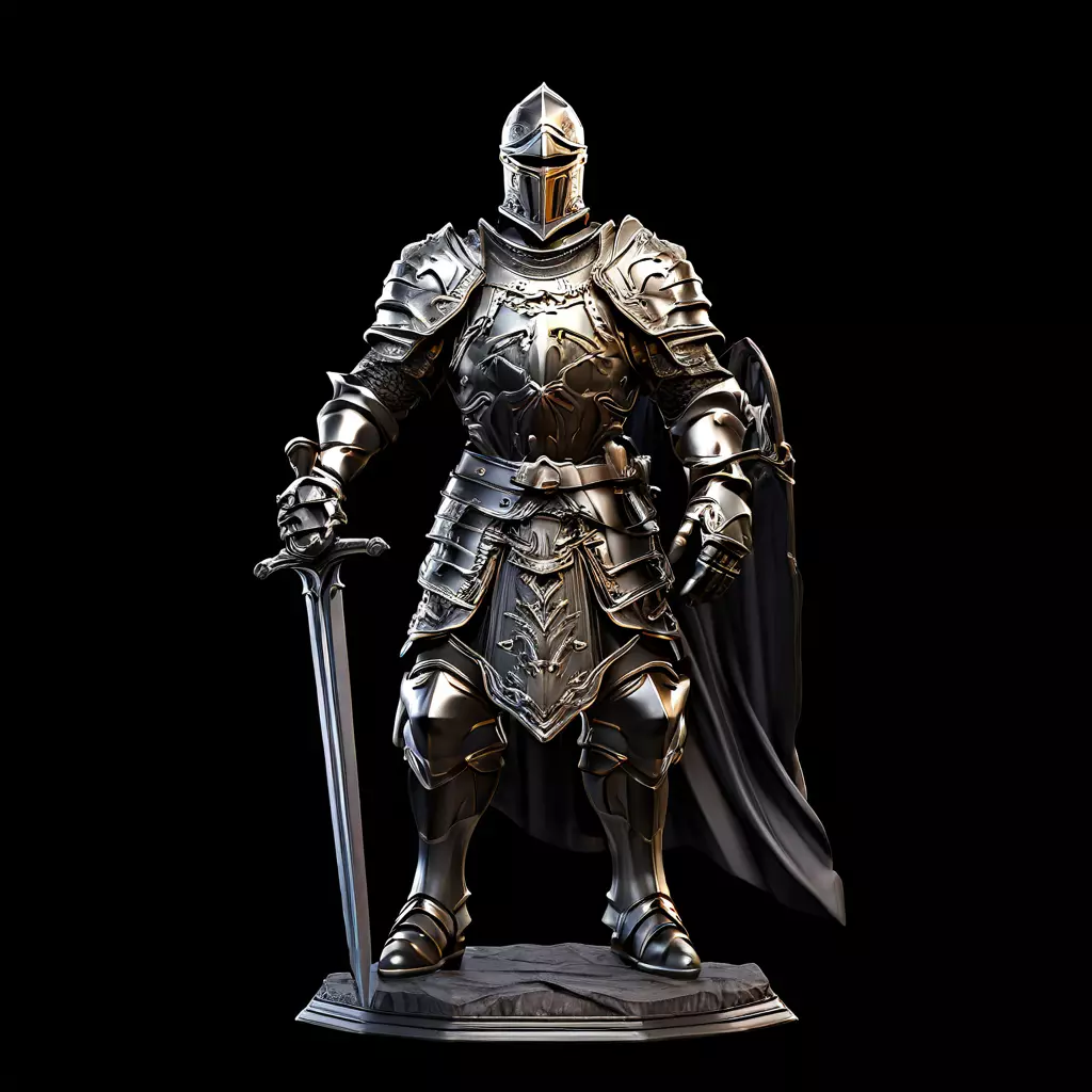 Medieval Knight with Sword 3D Model Low-poly 3D model