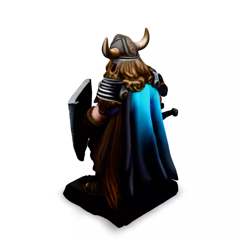 Realistic Viking Warrior with Sword and Shield Low-poly 3D model_4