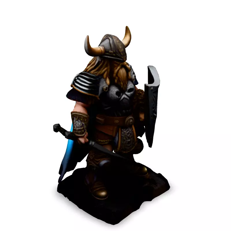 Realistic Viking Warrior with Sword and Shield Low-poly 3D model_2