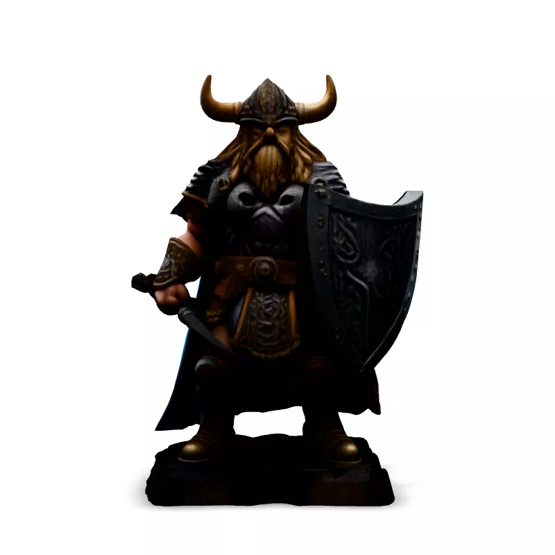 Realistic Viking Warrior with Sword and Shield Low-poly 3D model_3