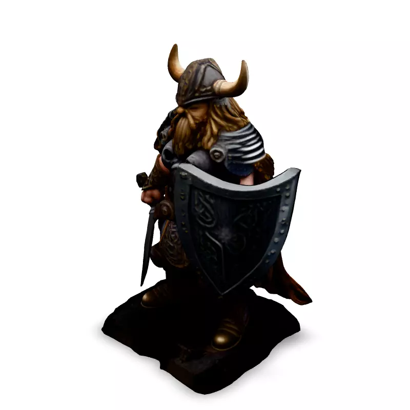 Realistic Viking Warrior with Sword and Shield Low-poly 3D model_1