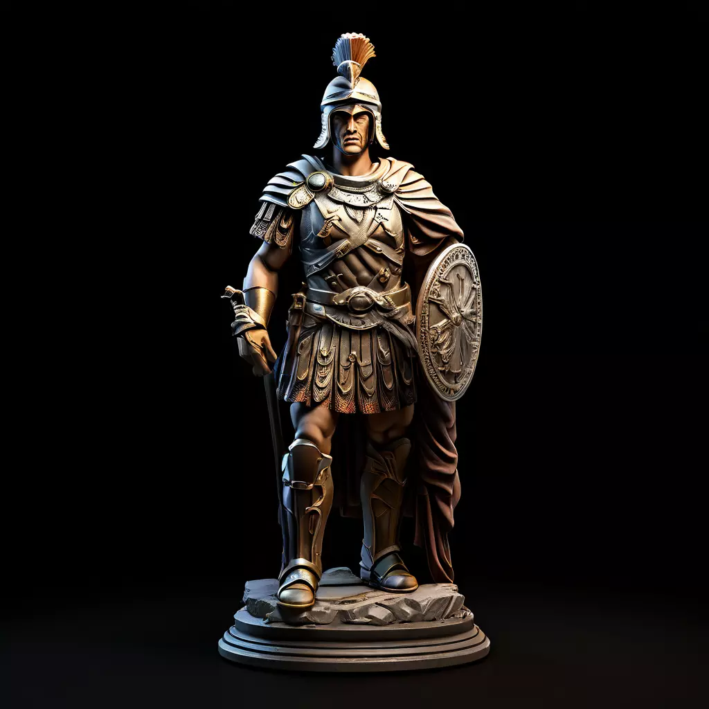 Realistic Roman Centurion Statue Model Low-poly 3D model_0