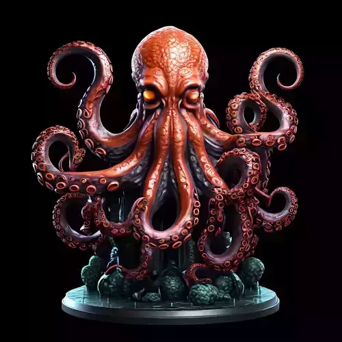 Realistic Octopus Sculpture 3D Model Low-poly 3D model