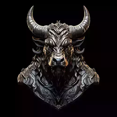 Majestic Bull Bust 3D Printable Model Low-poly 3D model Majestic Bull Bust 3D Printable Model Low-poly 3D model