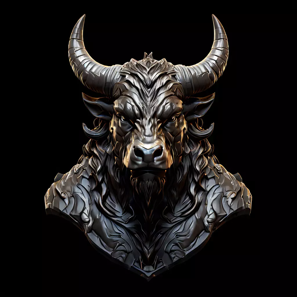 Majestic Bull Bust 3D Printable Model Low-poly 3D model_0