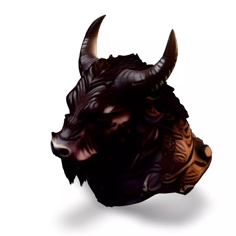 Majestic Bull Bust 3D Printable Model Low-poly 3D model_1