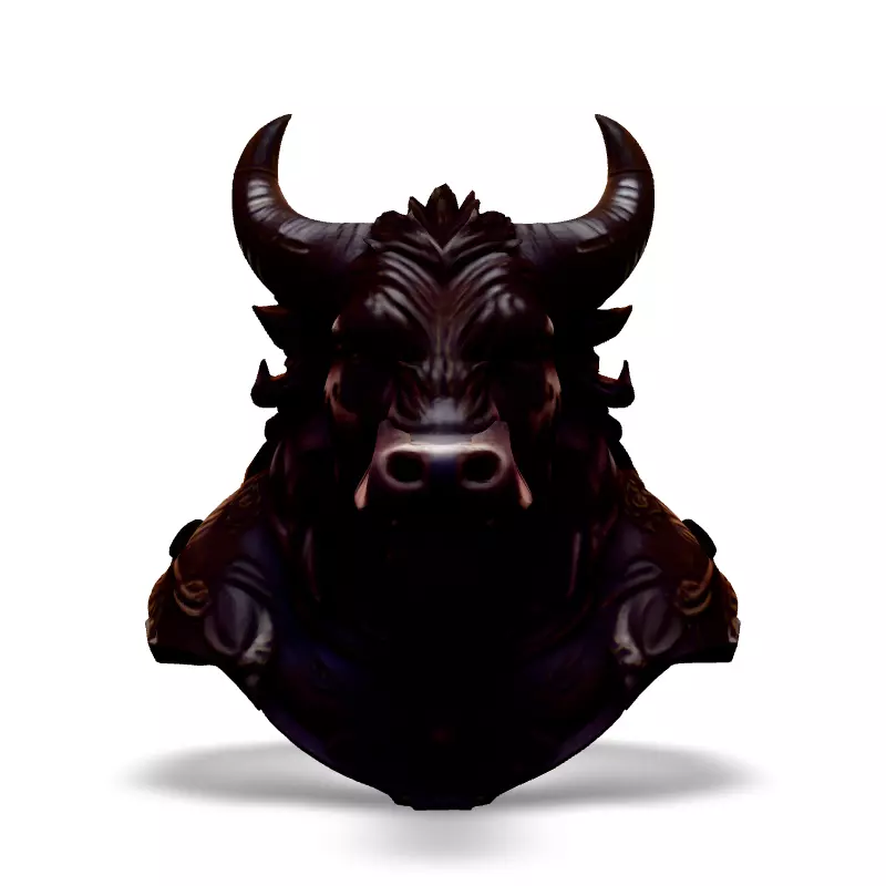 Majestic Bull Bust 3D Printable Model Low-poly 3D model_3
