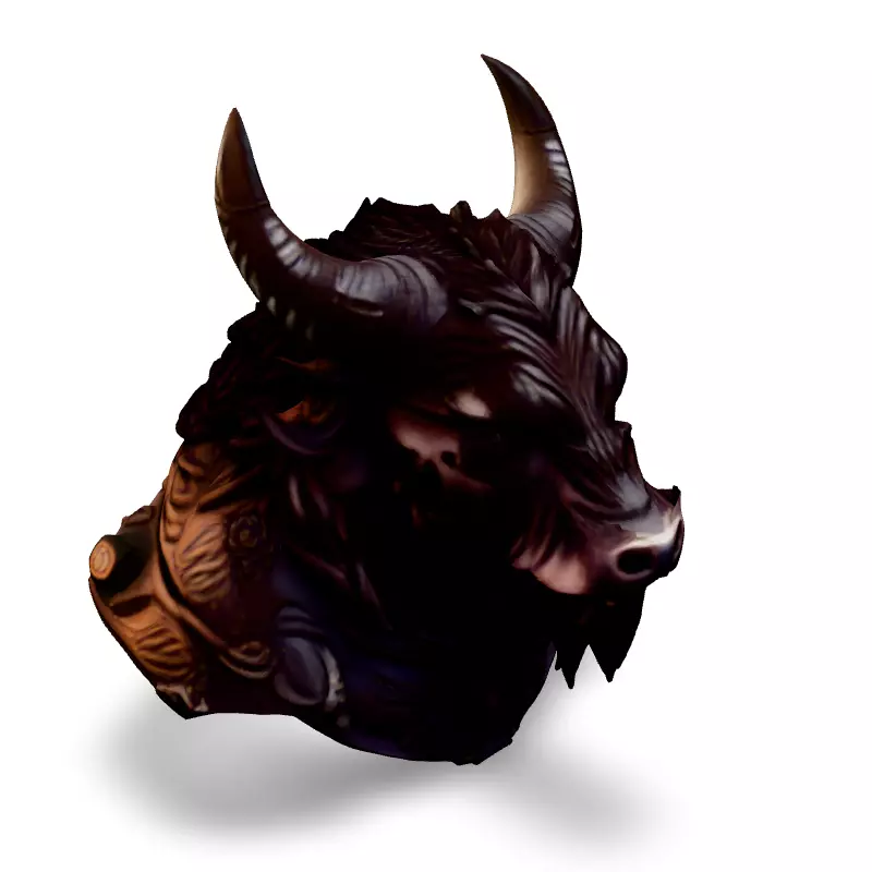 Majestic Bull Bust 3D Printable Model Low-poly 3D model_2