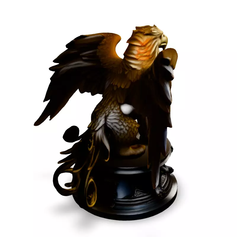 Majestic Golden Griffin Statue Low-poly 3D model_5