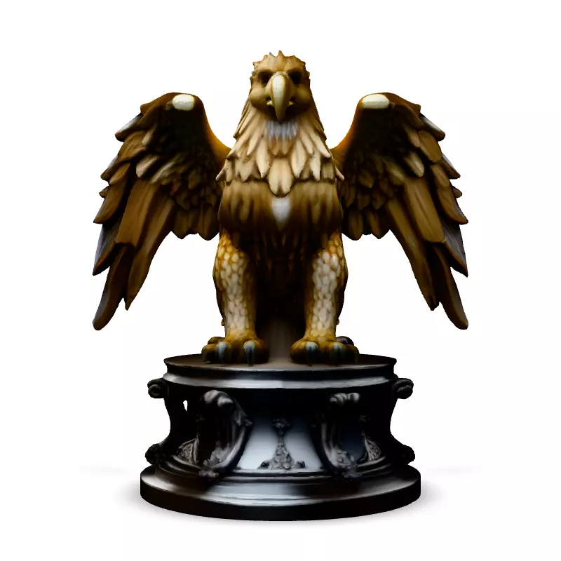 Majestic Golden Griffin Statue Low-poly 3D model_3