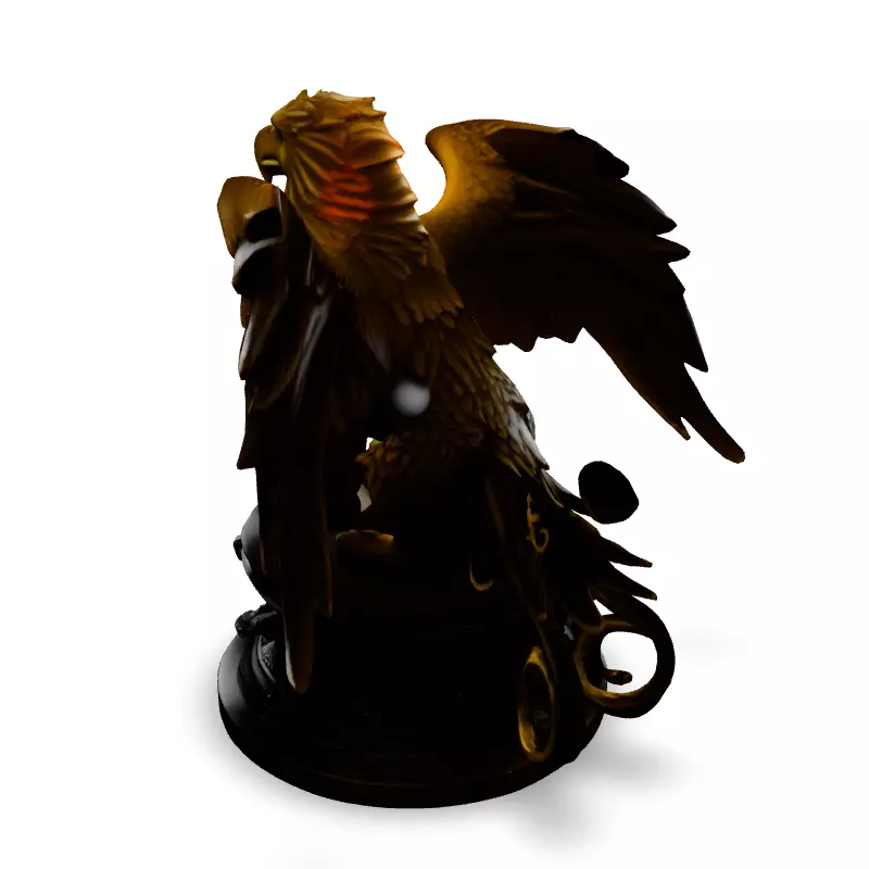 Majestic Golden Griffin Statue Low-poly 3D model_4