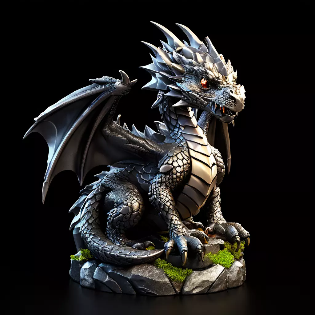 Realistic Baby Dragon Figurine 3D Model Low-poly 3D model