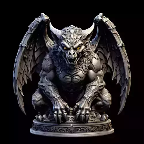 Highly Detailed Gargoyle Statue Model Low-poly 3D model