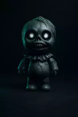 Creepy Doll with Skull Face  Stylized Horror