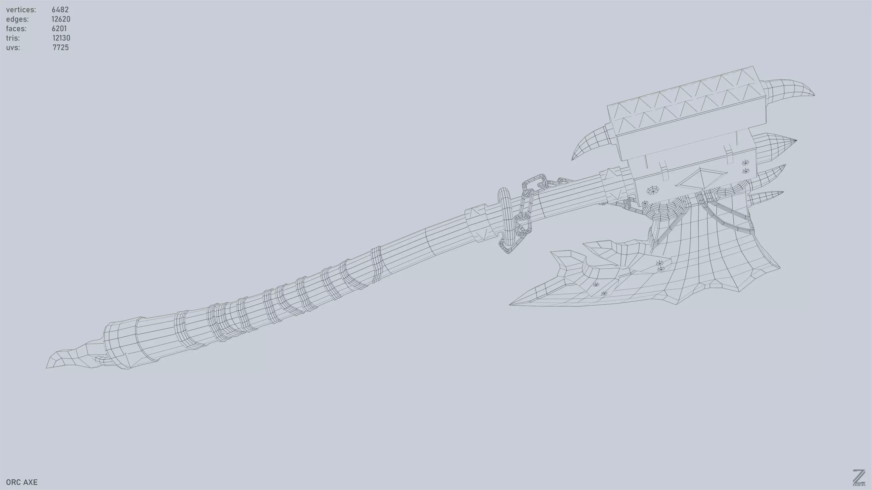 Orc axe Low-poly 3D model_14