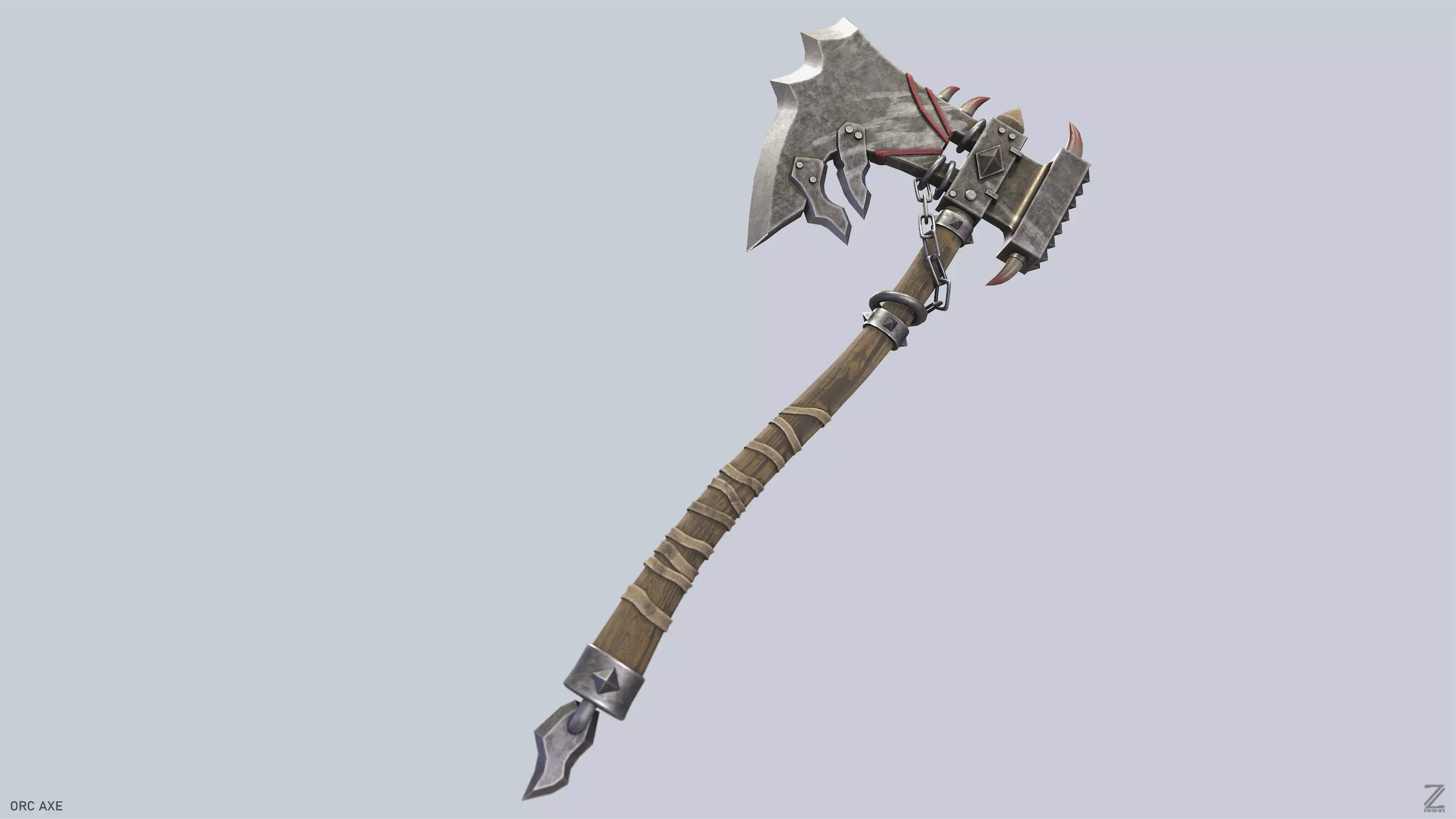 Orc axe Low-poly 3D model_5