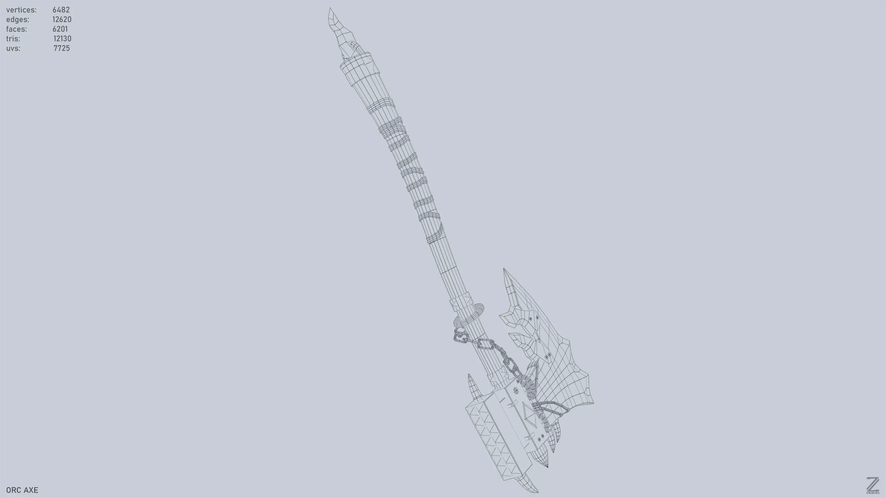 Orc axe Low-poly 3D model_13