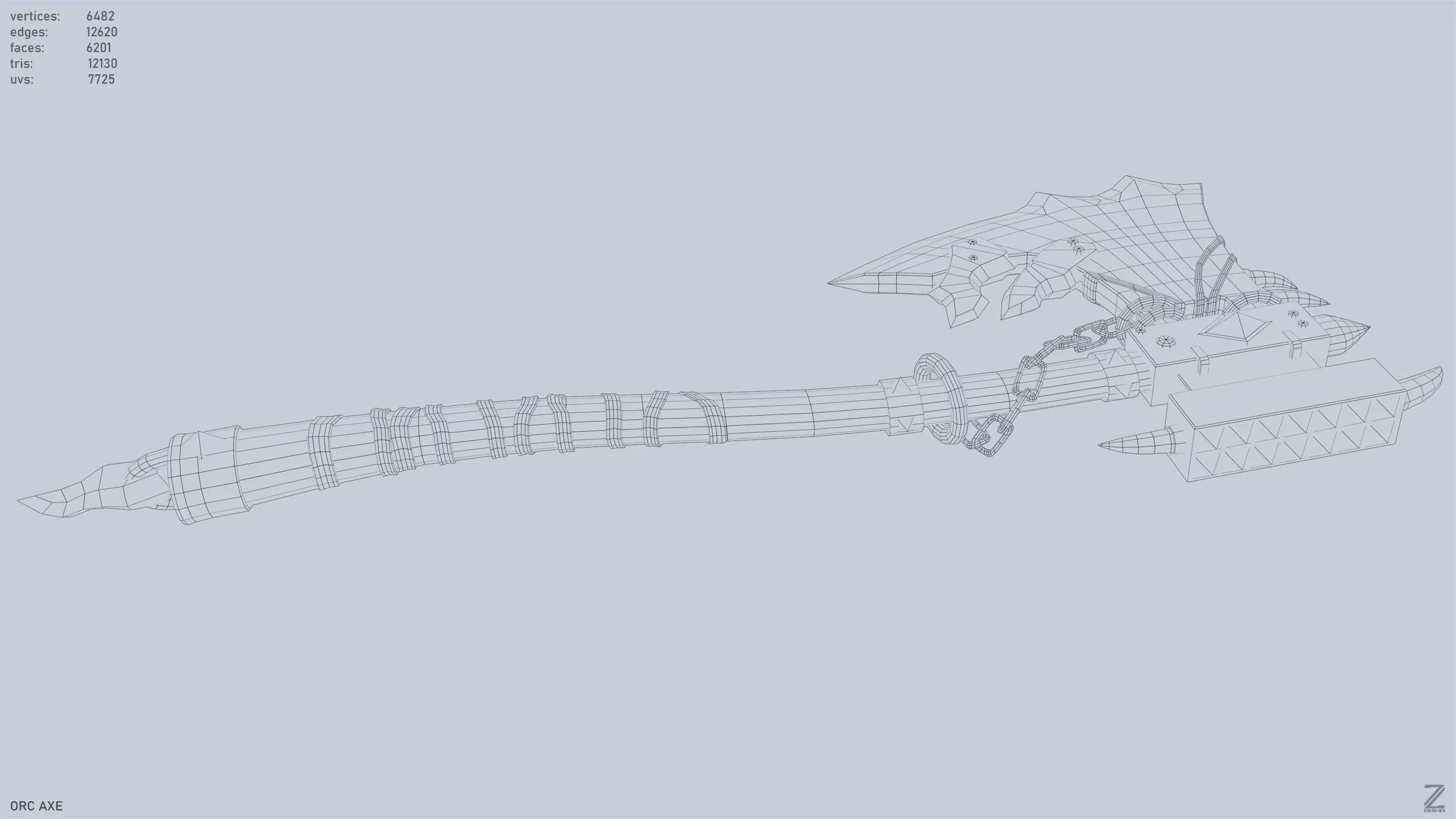 Orc axe Low-poly 3D model_12
