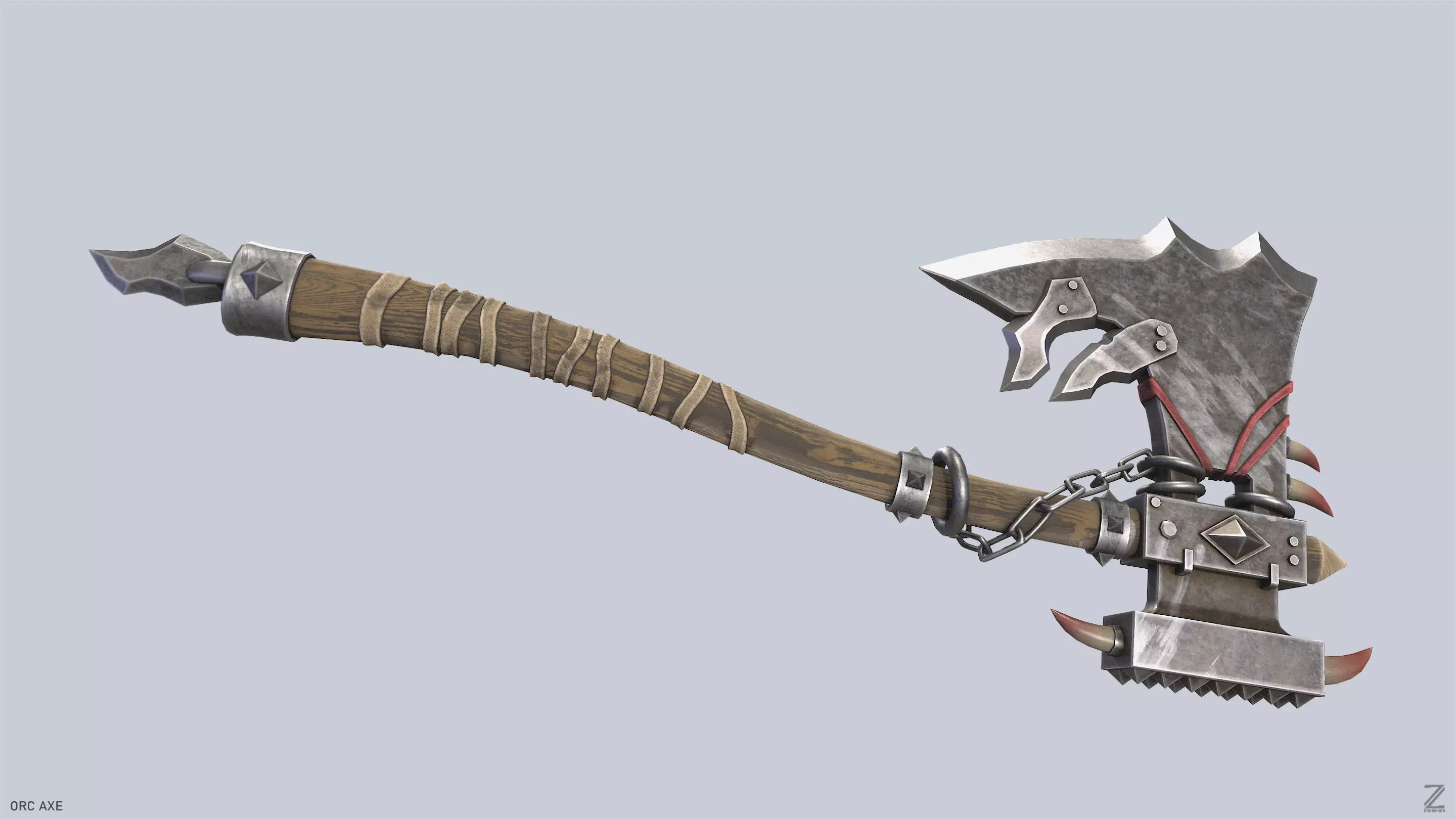 Orc axe Low-poly 3D model_2