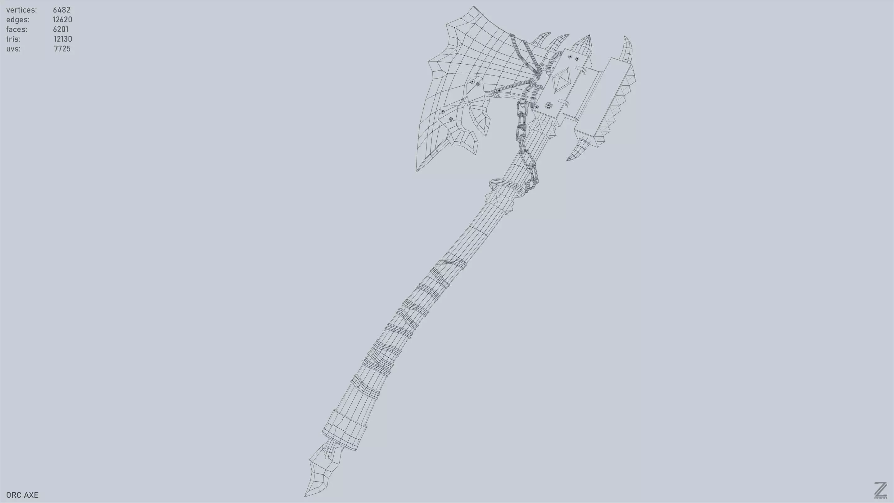 Orc axe Low-poly 3D model_11