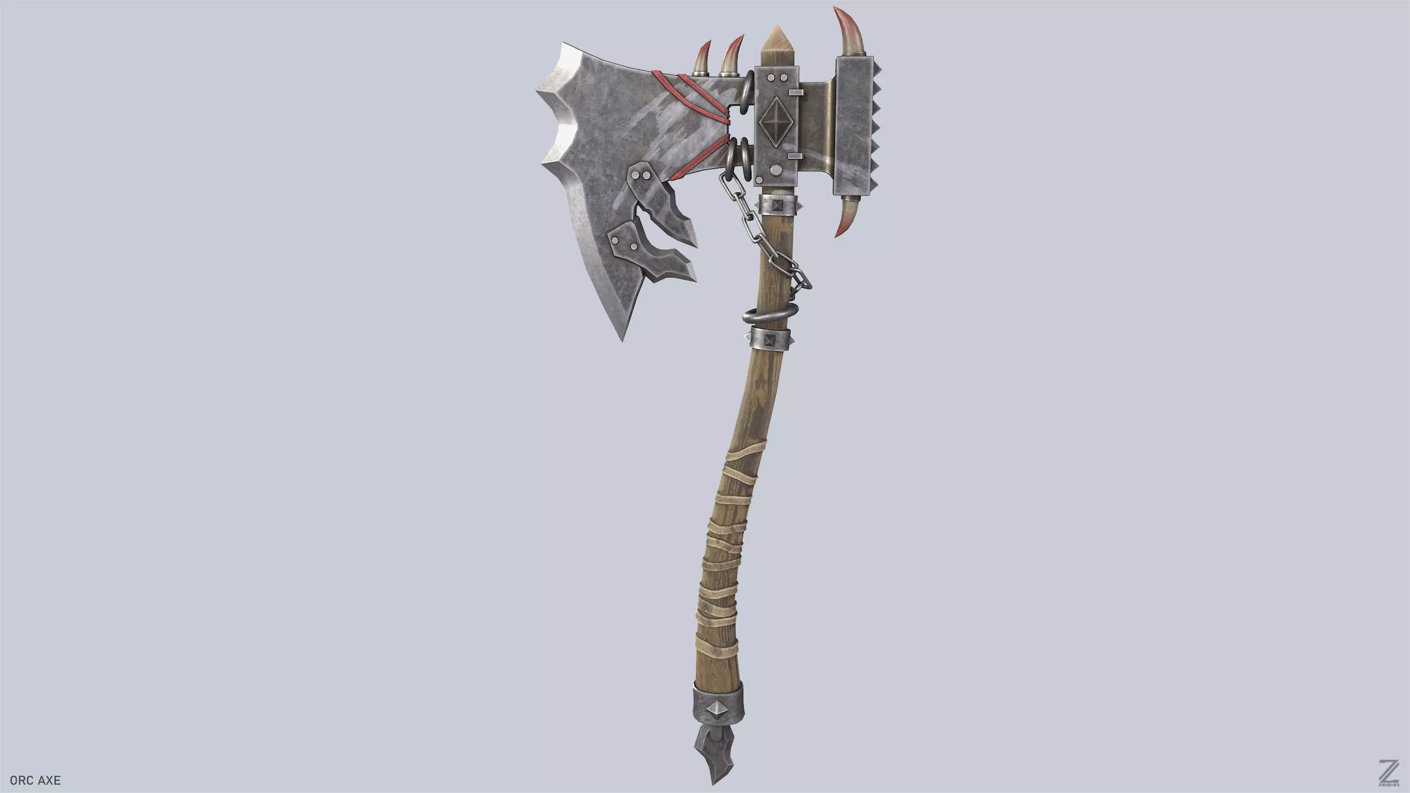 Orc axe Low-poly 3D model_4