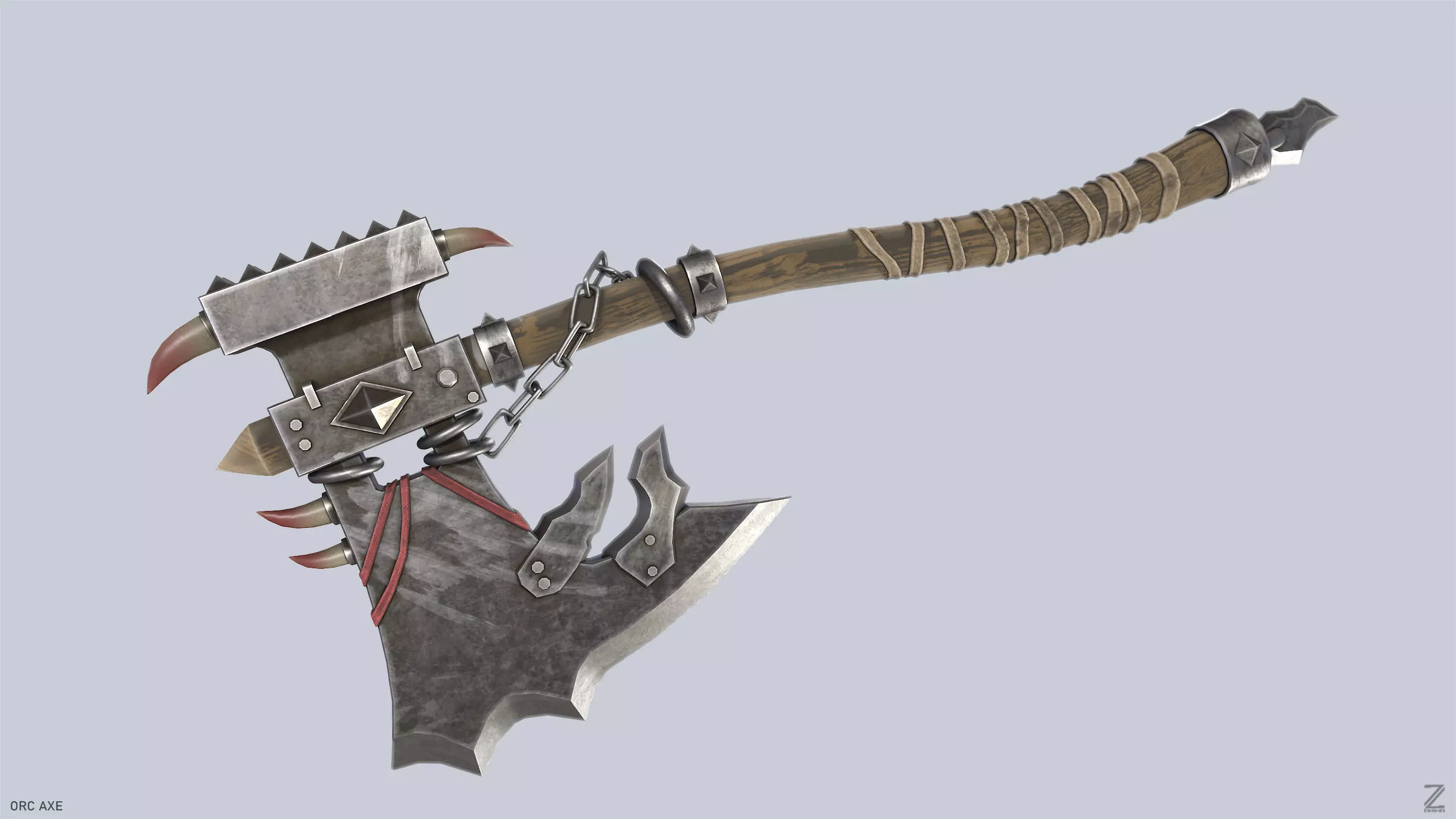 Orc axe Low-poly 3D model_7
