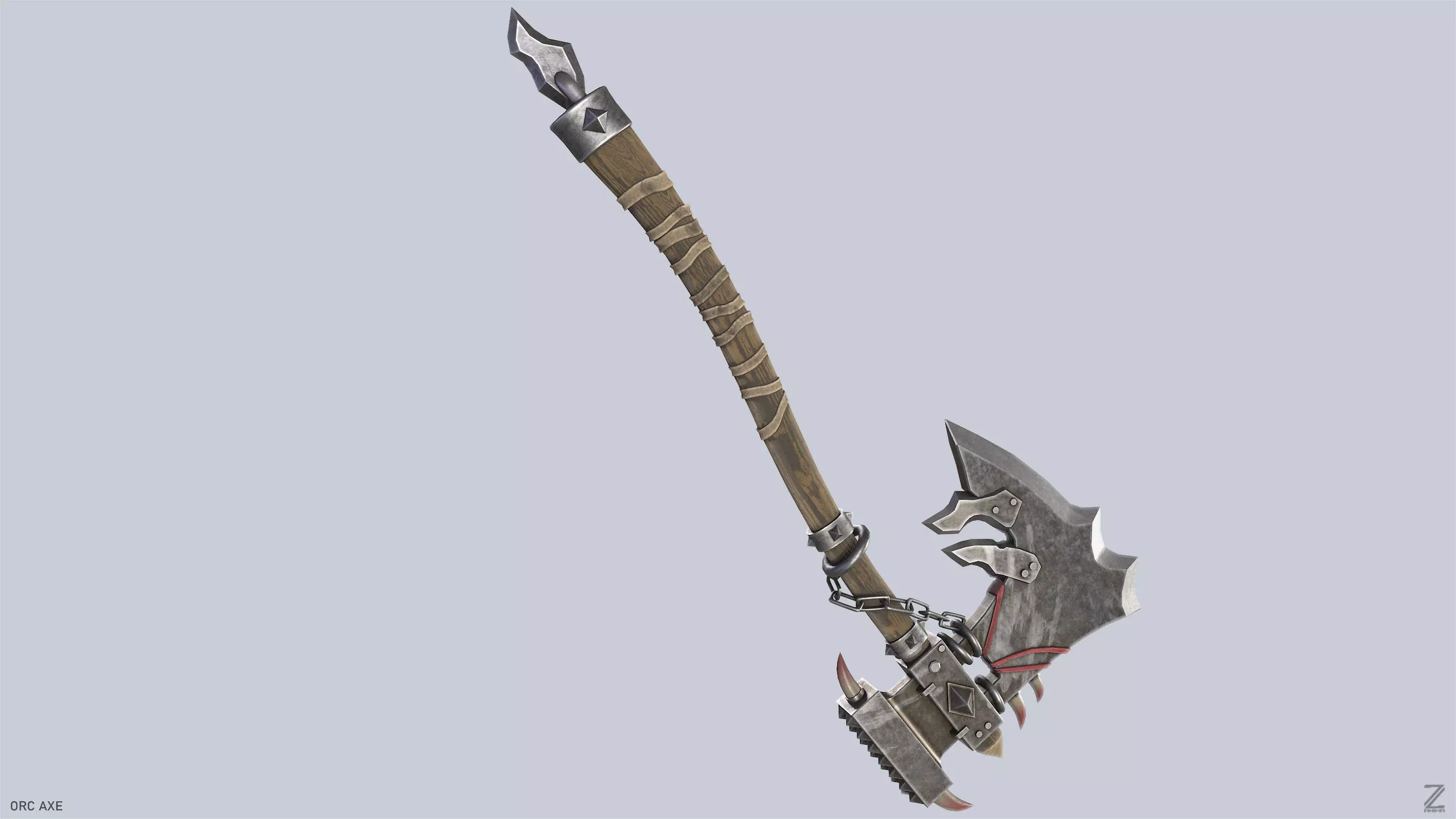 Orc axe Low-poly 3D model_8