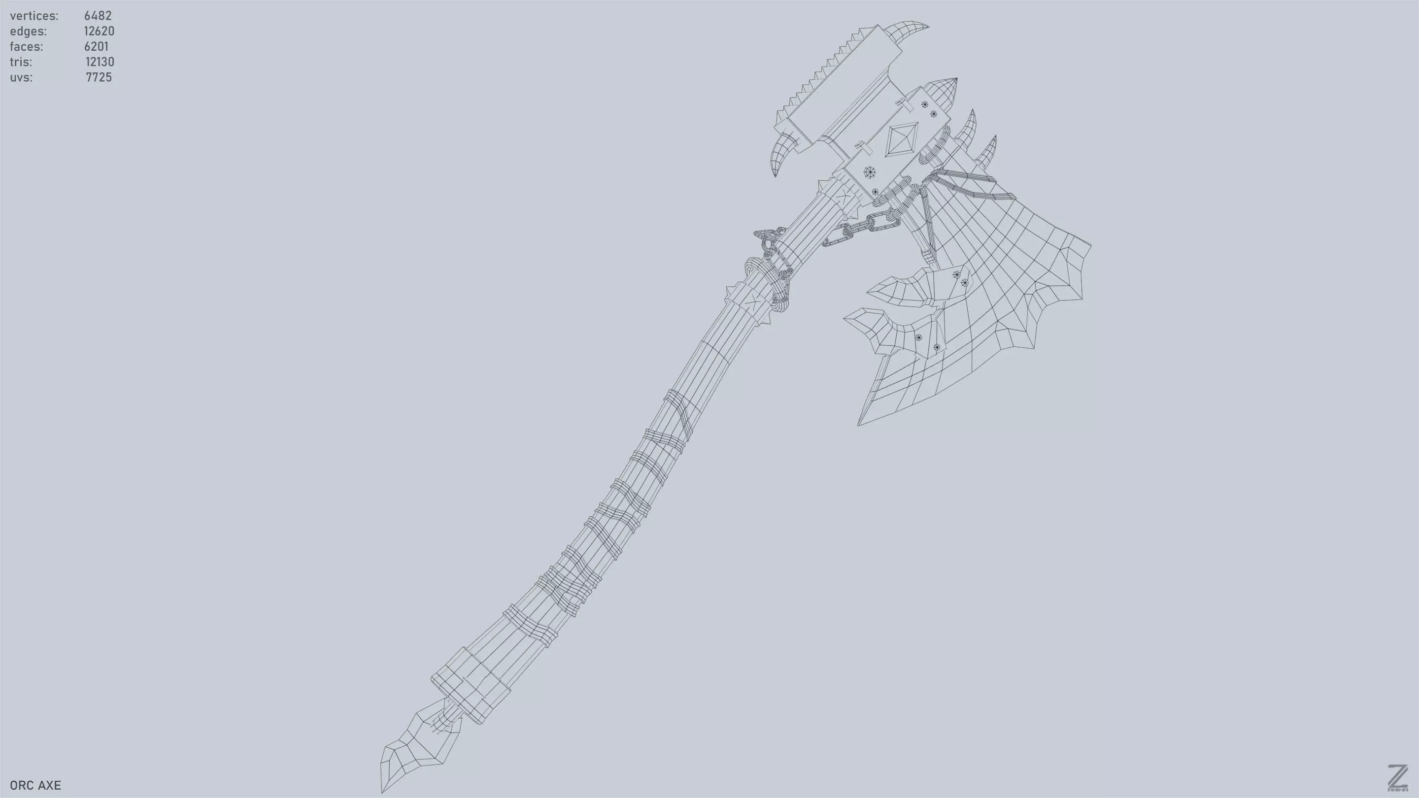 Orc axe Low-poly 3D model_15