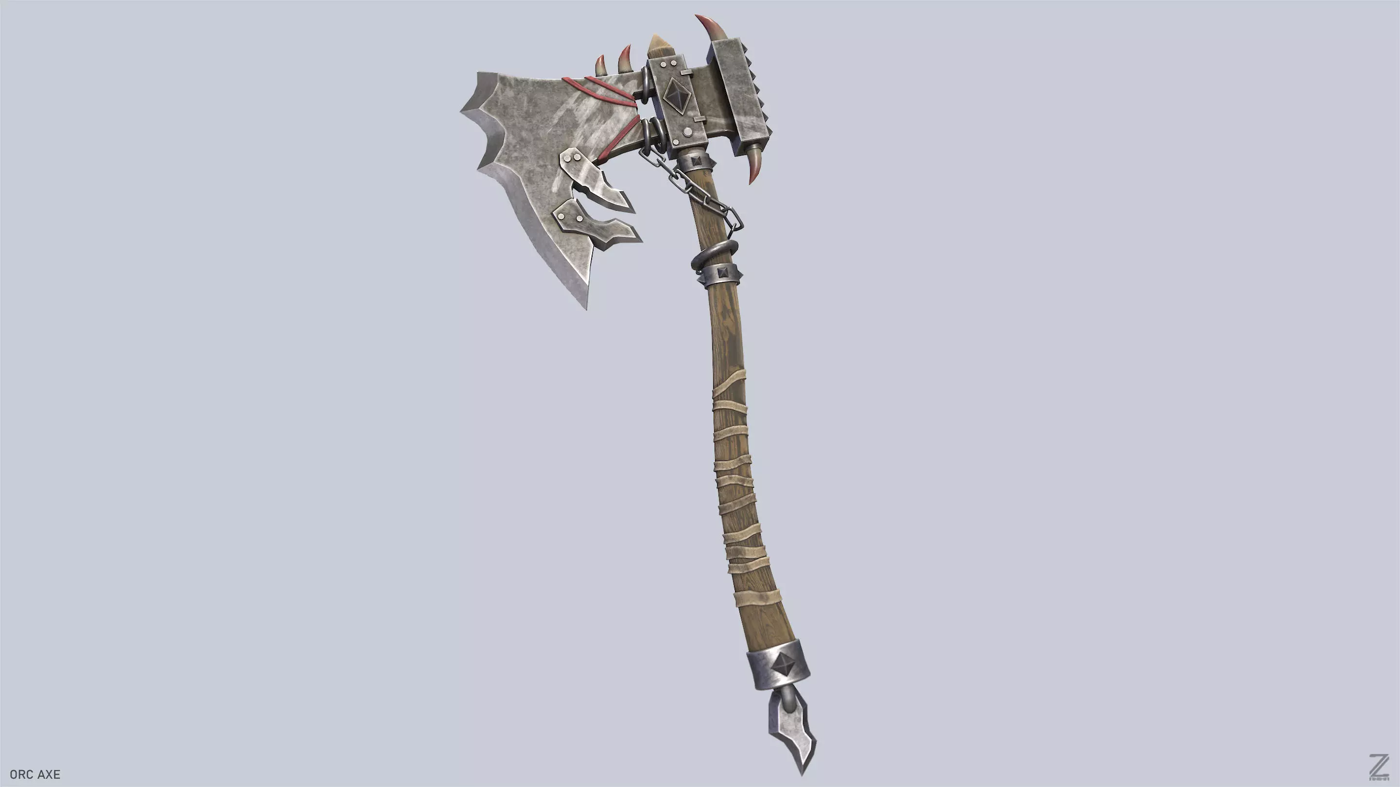 Orc axe Low-poly 3D model_6
