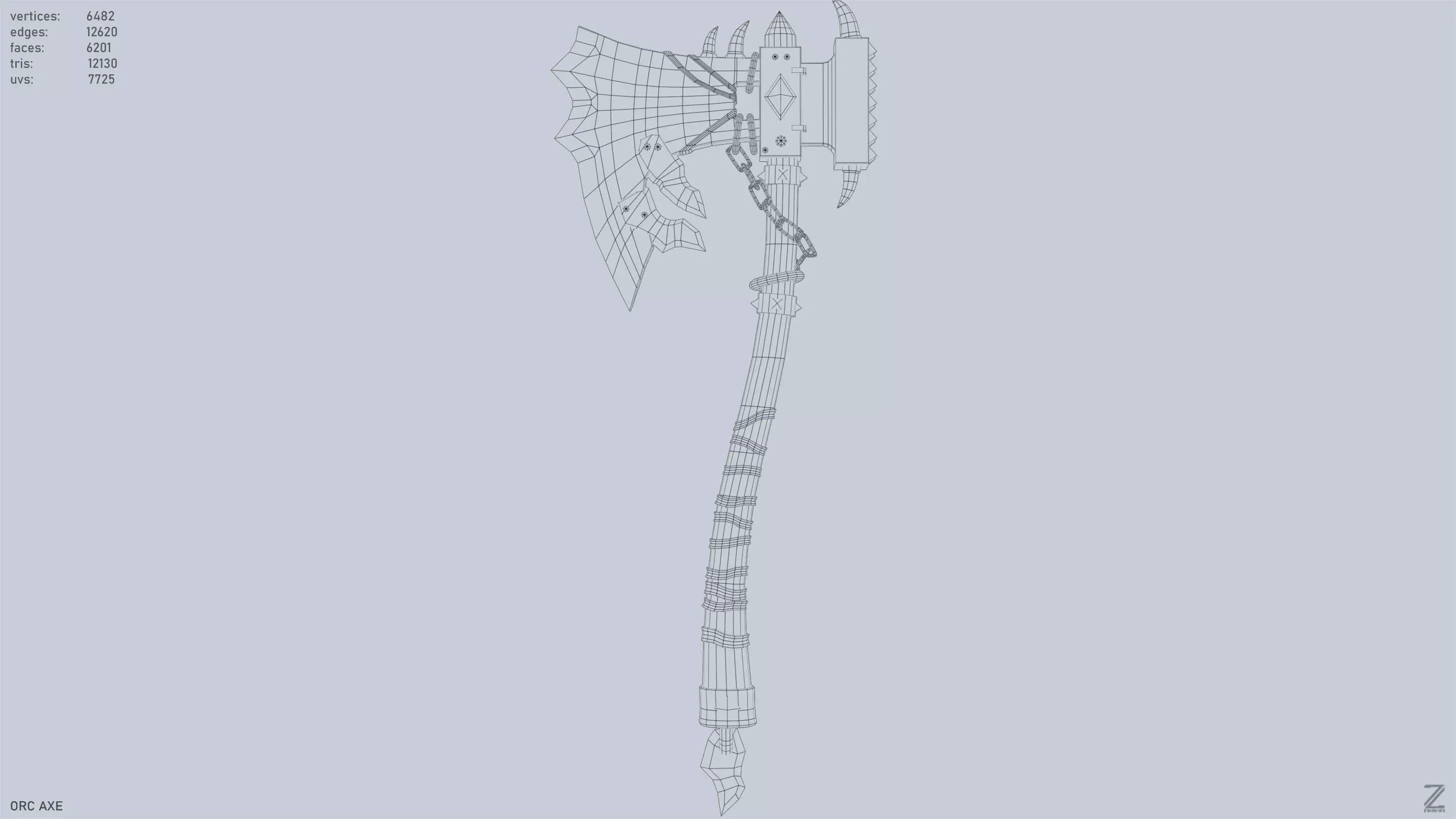 Orc axe Low-poly 3D model_9