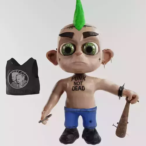 Punk doll for 3D digital animation Low-poly 3D model