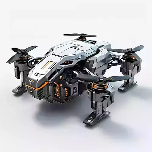 SciFi Drone Quadcopter Game Asset Low-poly 3D model