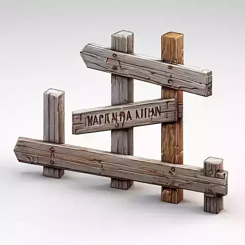 Stylized Wooden Signpost Game Asset Low-poly 3D model