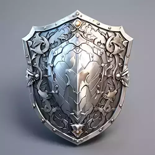 Ornate Fantasy Shield GameReady Asset Low-poly 3D model