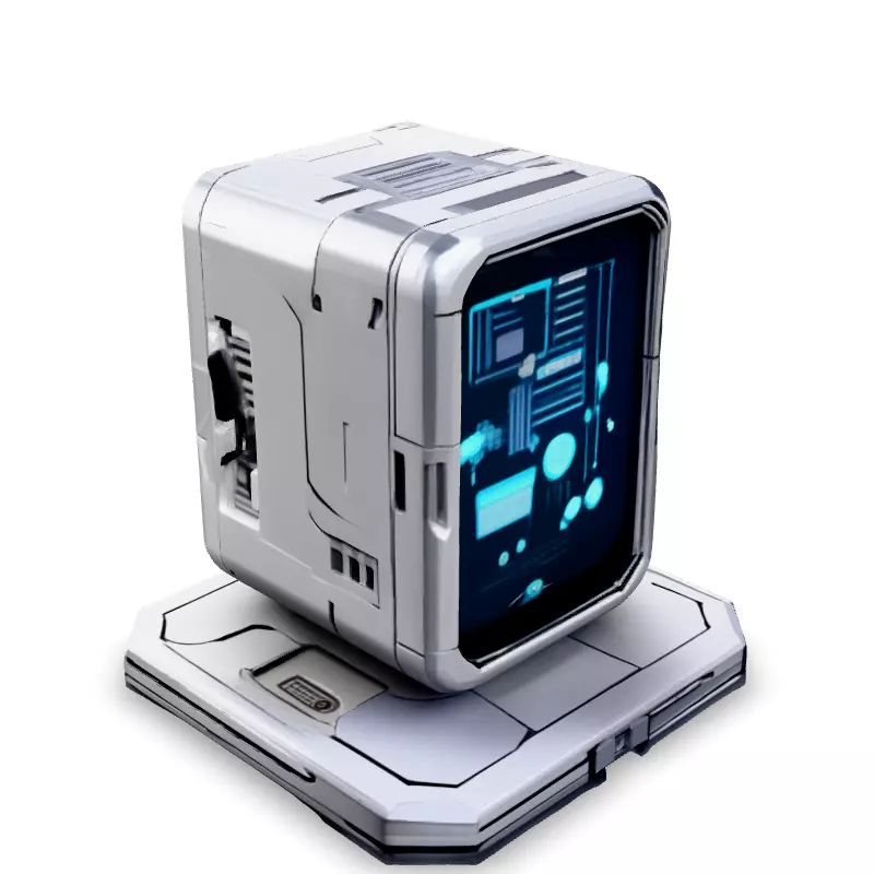 SciFi Data Storage Unit Low-poly 3D model_2