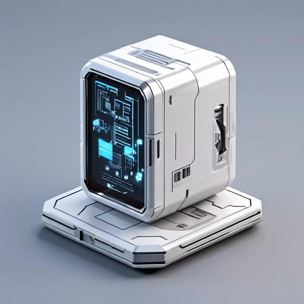 SciFi Data Storage Unit Low-poly 3D model_0