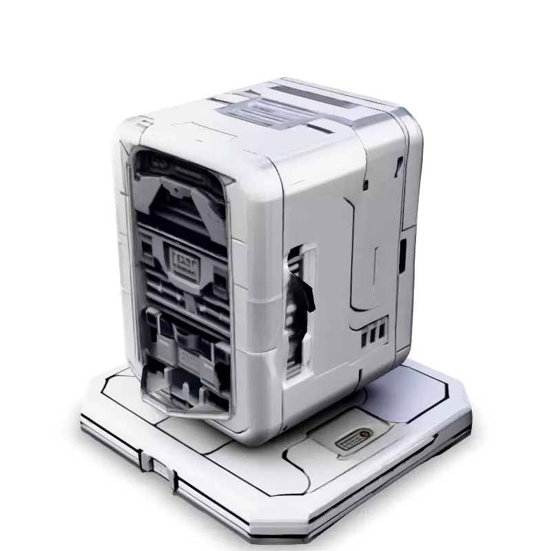 SciFi Data Storage Unit Low-poly 3D model_5