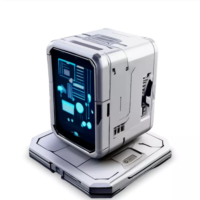 SciFi Data Storage Unit Low-poly 3D model_1