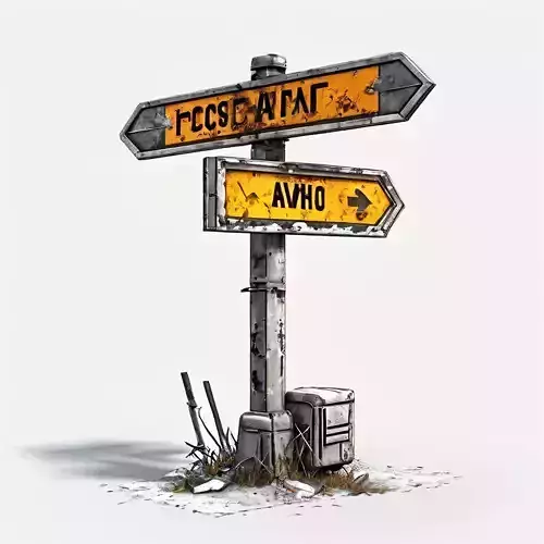 Rusty Road Sign PostApocalyptic Low-poly 3D model