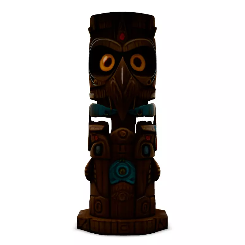 Stylized Tribal Totem Pole with Owl Low-poly 3D model_6