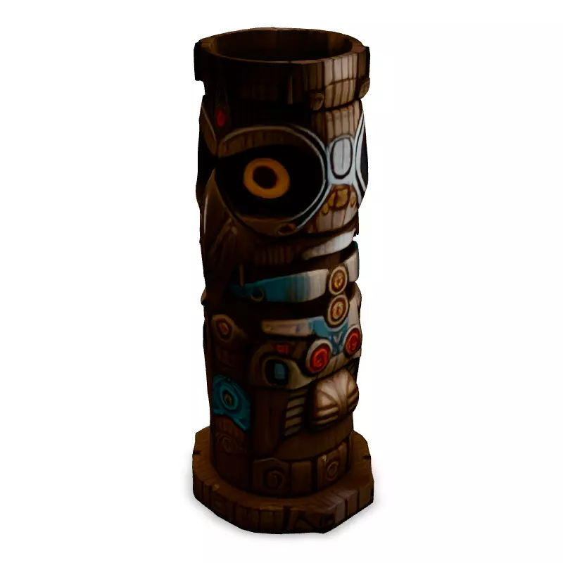 Stylized Tribal Totem Pole with Owl Low-poly 3D model_5