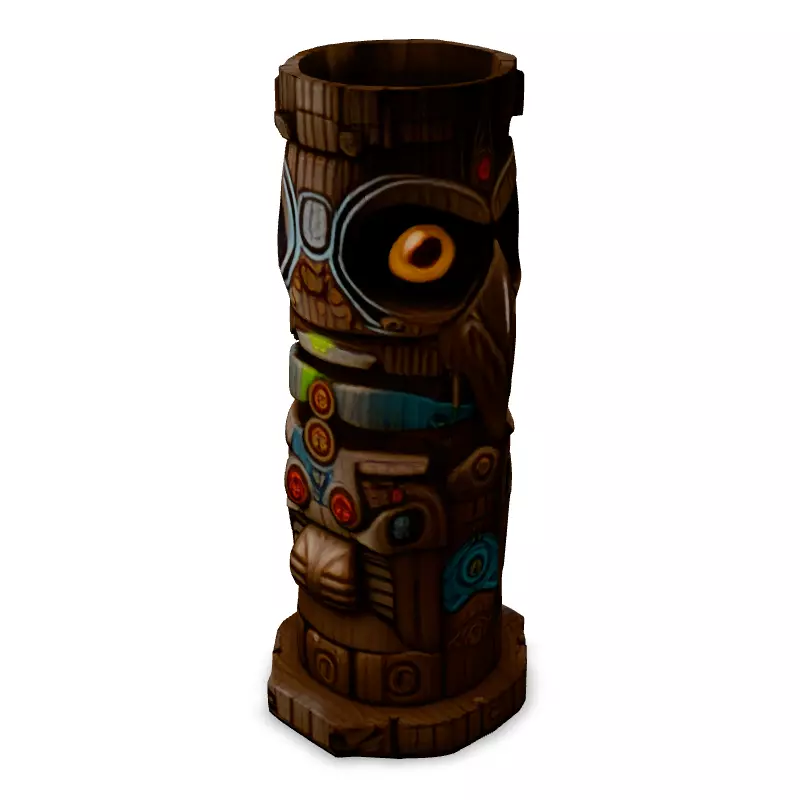 Stylized Tribal Totem Pole with Owl Low-poly 3D model_4