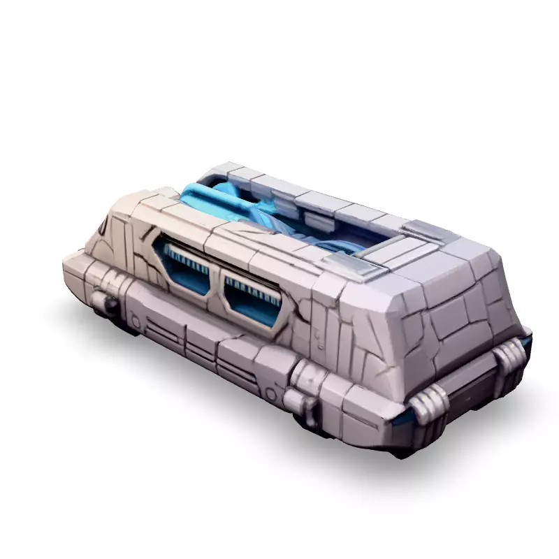 SciFi Futuristic Transport Vehicle Low-poly 3D model_4