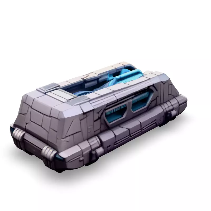 SciFi Futuristic Transport Vehicle Low-poly 3D model_5