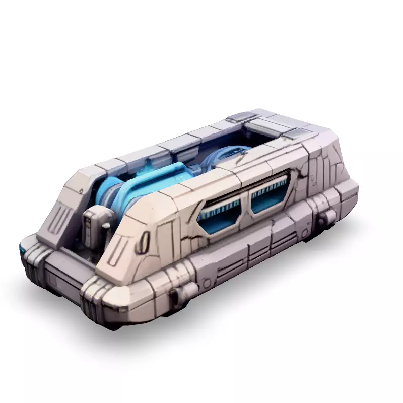 SciFi Futuristic Transport Vehicle Low-poly 3D model_1