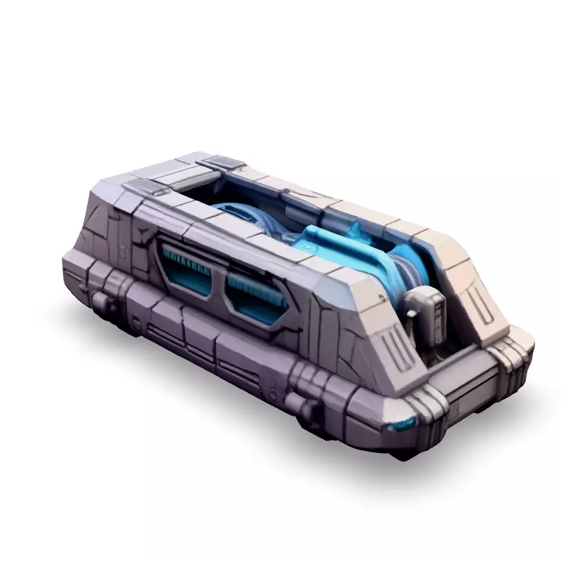 SciFi Futuristic Transport Vehicle Low-poly 3D model_2